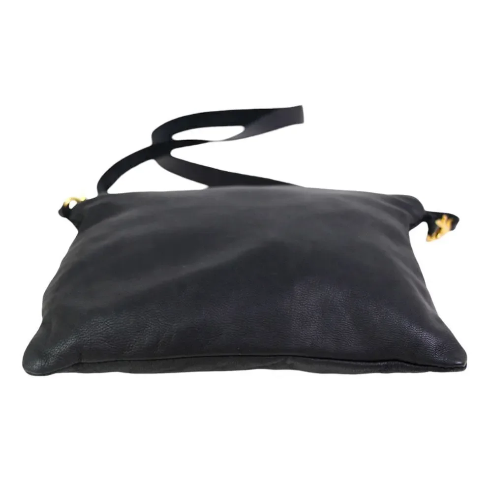 Noonday Collection BLACK GENUINE LEATHER X-BODY SHOULDER BAG CLUTCH PURSE